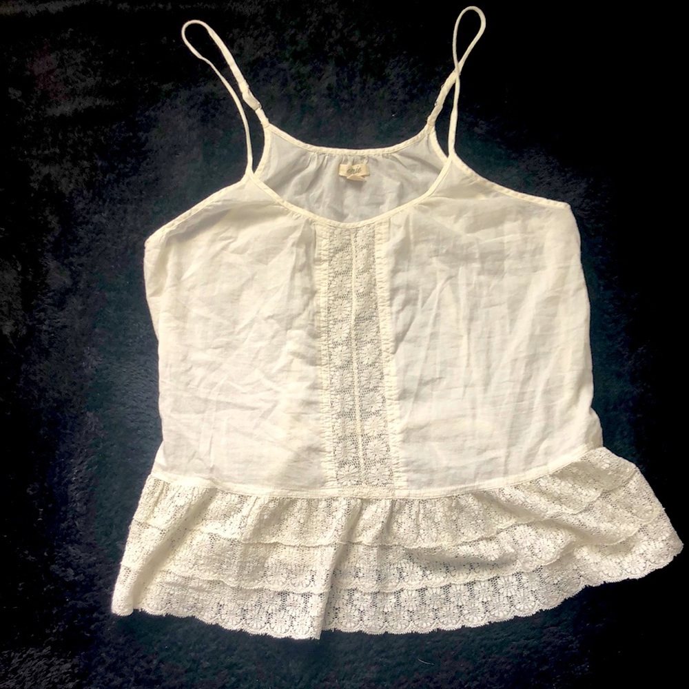 Aerie White Lace Tank Blouse